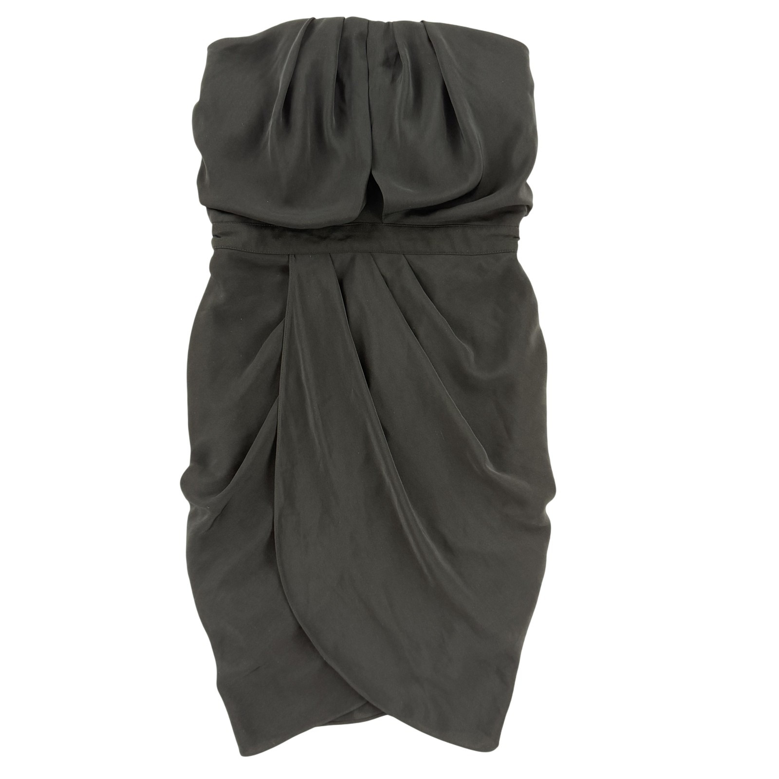 Guess Dress Womens 4 Black Strapless Draped Ruched Pleated Zip Back Cocktail